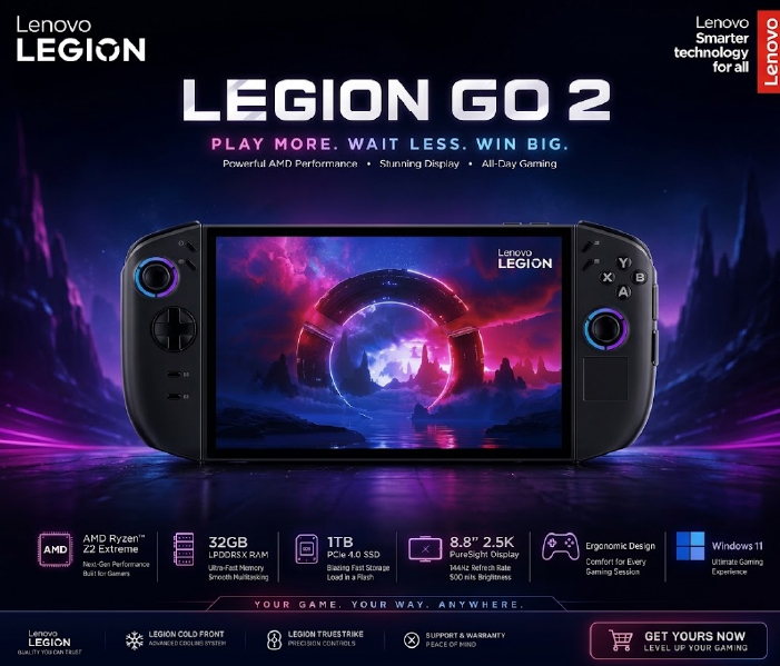 Lenovo Legion Go 2 (AMD Ryzen Z2 Extreme, Ram 32GB, 1TB SSD)